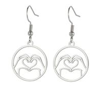UNIFT Pendientes de gesto de mano geniales para mujer, aretes de acero inoxidable con lenguaje de señas con corazón/I Love You/OK/Thumbs Up Edgy Bold Punk Rock Jewelry Gifts, Talla única, Acero