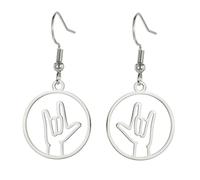 UNIFT Pendientes de gesto de mano geniales para mujer, aretes de acero inoxidable con lenguaje de señas con corazón/I Love You/OK/Thumbs Up Edgy Bold Punk Rock Jewelry Gifts, talla única, Acero