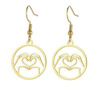 UNIFT Pendientes de gesto de mano geniales para mujer, aretes de acero inoxidable con lenguaje de señas con corazón/I Love You/OK/Thumbs Up Edgy Bold Punk Rock Jewelry Gifts, talla única, Acero