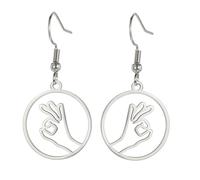 UNIFT Pendientes de gesto de mano geniales para mujer, aretes de acero inoxidable con lenguaje de señas con corazón/I Love You/OK/Thumbs Up Edgy Bold Punk Rock Jewelry Gifts, talla única, Acero