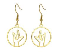 UNIFT Pendientes de gesto de mano geniales para mujer, aretes de acero inoxidable con lenguaje de señas con corazón/I Love You/OK/Thumbs Up Edgy Bold Punk Rock Jewelry Gifts, talla única, Acero