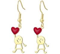UNIFT Pendientes de hombre con corazón rojo para mujer, acero inoxidable, sentimental, con texto en inglés "I Bring My Heart to You", regalo romántico para el día de San Valentín, aniversario