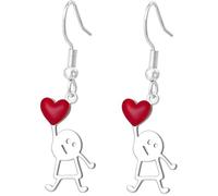 UNIFT Pendientes de hombre con corazón rojo para mujer, acero inoxidable, sentimental, con texto en inglés "I Bring My Heart to You", regalo romántico para el día de San Valentín, aniversario