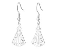 UNIFT Pendientes de la Virgen María para mujer, acero inoxidable, líneas huecas, símbolo de la Santa Madre María, aretes colgantes de joyería de fe, Talla única, Acero inoxidable, Sin piedra preciosa
