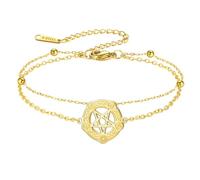 unift Pulsera celta con pentagrama para mujer y hombre, colgante gótico de acero inoxidable con pentagrama, regalo de cumpleaños para seres queridos y amigos. (oro-SCL)