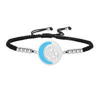 unift Pulsera con luna creciente y sol para mujer, colgante de pentagrama sobrenatural de acero inoxidable, regalo de joyería para cumpleaños (plata-B)