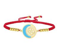 unift Pulsera con luna creciente y sol para mujer, colgante de pentagrama sobrenatural de acero inoxidable, regalo de joyería para cumpleaños (oro-R)