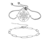 Unift Pulsera Cubo de Metatron para mujeres hombres de Acero Inoxidable Pulsera Cubo del Arcángel Metatron Geometría Sagrada Talismán Joyería, talla única, Acero inoxidable, Sin piedras preciosas