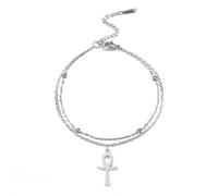 unift Pulsera de cruz Ankh para mujeres Chica Acero inoxidable Llave egipcia de la vida Pulsera de cruz Tobillo Moda Charm Ankh Cruz Amuleto Joyería, Talla única, Acero inoxidable, No es una piedra
