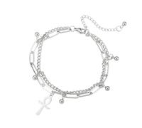 unift Pulsera de cruz Ankh para mujeres Chica Acero inoxidable Llave egipcia de la vida Pulsera de cruz Tobillo Moda Charm Ankh Cruz Amuleto Joyería, Talla única, Acero inoxidable, No es una piedra