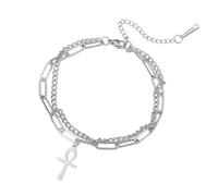 unift Pulsera de cruz Ankh para mujeres Chica Acero inoxidable Llave egipcia de la vida Pulsera de cruz Tobillo Moda Charm Ankh Cruz Amuleto Joyería, Talla única, Acero inoxidable, No es una piedra
