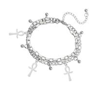 unift Pulsera de cruz Ankh para mujeres Chica Acero inoxidable Llave egipcia de la vida Pulsera de cruz Tobillo Moda Charm Ankh Cruz Amuleto Joyería, Talla única, Acero inoxidable, No es una piedra