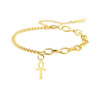 unift Pulsera de cruz Ankh para mujeres Chica Acero inoxidable Llave egipcia de la vida Pulsera de cruz Tobillo Moda Charm Ankh Cruz Amuleto Joyería, Talla única, Acero inoxidable, No es una piedra