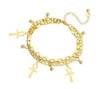unift Pulsera de cruz Ankh para mujeres Chica Acero inoxidable Llave egipcia de la vida Pulsera de cruz Tobillo Moda Charm Ankh Cruz Amuleto Joyería, Talla única, Acero inoxidable, No es una piedra