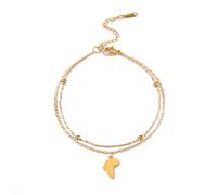 UNIFT Pulsera de mapa de África (capa) para mujer, de acero inoxidable, con dije hueco (doble capa), ajustable, diseño de mapa de África, Acero inoxidable, No es una piedra preciosa