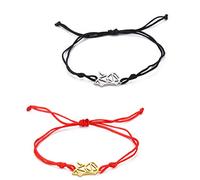 unift Pulsera de Zorro Para Las Mujeres Niñas de Acero Inoxidable Estilo Hueco único Abstracto Cola Grande Zorro Cuerda Doble Pulsera Joyería Amante Del Zorro (plata+oro)