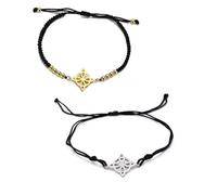 UNIFT Pulsera para mujer, diseño de nudo de bruja celta, pulsera mágica en capas, de acero inoxidable, pulsera de cuerda doble mística, joyería celta, Talla única, Acero inoxidable, No es una piedra