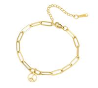 unift Signo de la Paz Pulsera Tobillera para Mujeres Hombres Acero Inoxidable Estilo Hippie Paz Amor Signo Símbolo Paperclip Cadena Pulseras Tobillera Fiesta Vestir Accesorios para 60s o 70s (oro)