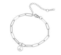 unift Signo de la Paz Pulsera Tobillera para Mujeres Hombres Acero Inoxidable Estilo Hippie Paz Amor Signo Símbolo Paperclip Cadena Pulseras Tobillera Fiesta Vestir Accesorios para 60s o 70s (plata)