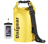 Unigear Bolsa Impermeable de 2 L/5 L/10 L/20 L/30 L/40 L,Bolsa Estanca con Funda para teléfono y Correa Larga Ajustable, para Barcos, Kayak, Pesca, Rafting, natación, Snowboard Amarillo Brillante 40L