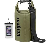 Unigear Bolsa Impermeable de 2 L/5 L/10 L/20 L/30 L/40 L,Bolsa Estanca con Funda para teléfono y Correa Larga Ajustable, para Barcos, Kayak, Pesca, Rafting, natación, Snowboard Armee Verde 55L