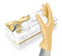 Unigloves FANCY Gold - Guantes desechables de nitrilo, multiuso, sin polvo y sin látex, no estériles, aptos para alimentos, protección contra virus, hongos y bacterias talla S