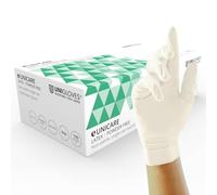 UNIGLOVES Guantes desechables de látex Unicare: guantes multiuso, sin polvo, para exploración; caja de 100 guantes, color natural, talla extra pequeña (GS0011)