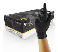 Unigloves PRO.TECT Guantes desechables de nitrilo HD negros - Ultra resistentes, un solo uso, multiuso, sin polvo, caja de 100 guantes, tamaño grande (GA0063)