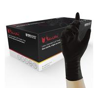 UNIGLOVES Select GT0014 - Guantes de látex negro para uso individual, multiusos, sin polvo, optimizados para artistas del tatuaje, caja de 100 pares, color negro, grande
