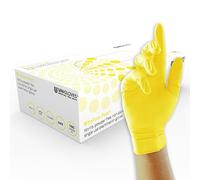 Unigloves Yellow Pearl - Guantes de examen de nitrilo - Guantes desechables multiuso, sin polvo y sin látex - Caja de 100 guantes, color amarillo, extra pequeños (GP0111)