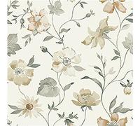 UniGoos Papel tapiz de acuarela liso con flores para despegar y pegar, elegante rollo de papel de pared temporal floral moderno para armario, sala de estar, decoración de bricolaje, 17.7 x 118.1
