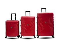 Maleta Juego de 3 Ampliable ABS Equipaje de Mano Trolley Rígido Ligero Maletas de Viaje en 5 Colores con 4 Ruedas Dobles Giratorias 360º,Set de Tres Tamaños, (Cabin-41L | Mediana-70L|Grande-106L-Rojo)