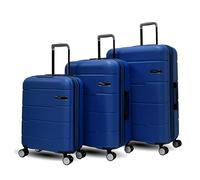 Maletas Ecológico Premium, Material ABS Reciclado 70%, 4 Ruedas Dobles Silenciosas, Cerradura TSA, Expandible, Forro de Poliéster, Ideal para Viajes, Adecuado para Aerolíneas, (Blue, 20"+24"+28")