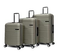 Maletas Ecológico Premium, Material ABS Reciclado 70%, 4 Ruedas Dobles Silenciosas, Cerradura TSA, Expandible, Forro de Poliéster, Ideal para Viajes, Adecuado para Aerolíneas, (Taupe, 20"+24"+28")