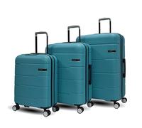 Juego de 3 Maletas, Maleta de Viaje Trolley, Maletas de Carcasa Dura, 4 Ruedas Dobles Silenciosas, TSA, Expandible, Ideal para Viajes, Adecuado para Aerolíneas, Material ABS, Emerald Green 20"+24"+28"