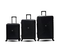 Unik REVOLUTION Juego de 3 Maletas de Viaje Expandibles ABS Ligeras y Rígidas con Ruedas Dobles 360° y Candado Numérico - Cabina, Mediana y Grande - Color Negro