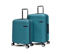 Unik REVOLUTION Juego de Maletas de 2 Piezas de 20/24", Solo Cabina de 20", 55x40x20cm, Equipaje facturado de 24" = 70L, Carcasa rígida y candado TSA (Emerald Green)