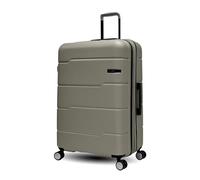 Maleta Ecológico Premium, Material ABS Reciclado 70%, 4 Ruedas Dobles Silenciosas, Cerradura TSA, Expandible, Forro de Poliéster, Ideal para Viajes, Adecuado para Aerolíneas, Grande (Taupe, Size:28")