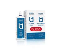 UNIKA Solución Única para Lentes de Contacto Blandas con Portalentes. Fabricado en España. Pack 2 Botellas x 360 ml