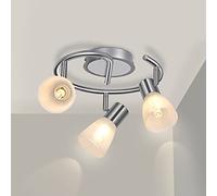 Unikcst Plafón de 3 Focos Orientables para Salón, Focos de Techo LED de 3 Luces E14, Redondo, Giratorio, Luminaria de Interior para Cocina, Baño, Pasillo, Sin Ampolla.