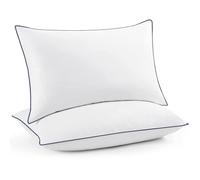 UNIKOME Almohada de plumón 50x70cm Set de 2, Lujosa Almohada de Pluma de Ganso, 100% Funda de algodón orgánico colección Hotel Almohada de Cama, Blanco, Oeko-Tex