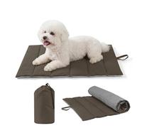 UNIKOME Cama Perro Lavable Exterior y Interior, Grande Colchoneta Perro Impermeable, Colchón Manta para Perro&Gatos Plegable, Portátil Alfombrilla Cama para Perros (Marrón+Gris, 76x48cm)