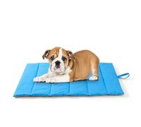 UNIKOME Cama Perro Lavable Exterior y Interior, Grande Colchoneta Perro Impermeable, Colchón Manta para Perro&Gatos Plegable, Portátil Alfombrilla Cama para Perros (Azul+Gris, 76x48cm)