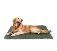 UNIKOME Cama Perro Lavable Exterior y Interior, Grande Colchoneta Perro Impermeable, Colchón Manta para Perro&Gatos Plegable, Portátil Alfombrilla Cama para Perros (Verde+Gris, 110x68cm)