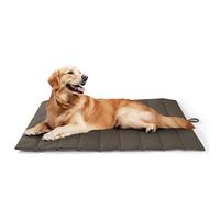 UNIKOME Cama Perro Lavable Exterior y Interior, Grande Colchoneta Perro Impermeable, Colchón Manta para Perro&Gatos Plegable, Portátil Alfombrilla Cama para Perros (Marrón+Gris, 110x68cm)