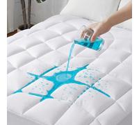 UNIKOME Cubrecolchón Impermeable - Acolchado Ergonómico para Colchón Completo, Protector de Colchón Lavable, 5 Capas, Sin Ruido, Bolsillo Profundo 30cm (Blanco, 160x200cm)