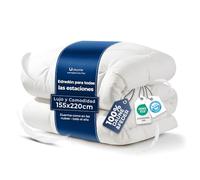 UNIKOME Edredón de Plumas y Plumón Cama 105/120, 100% Algodón, Relleno Nórdico Plumón para 4 Estaciones, Diseño con Pliegue Pinzado, Certificado Oeko-Tex (Blanco, 155x220cm)