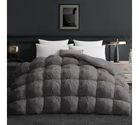 UNIKOME Edredón de Plumas y Plumón Cama 135/150, 100% Algodón, Relleno Nórdico Plumón para 4 Estaciones, Diseño con Pliegue Pinzado, Certificado Oeko-Tex (Gris Oscuro, 200x220cm)