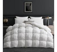 UNIKOME Edredón de Plumas y Plumón Cama 80/90, 100% Algodón, Relleno Nórdico Plumón para 4 Estaciones, Diseño con Pliegue Pinzado, Certificado Oeko-Tex (Blanco, 135x200cm)