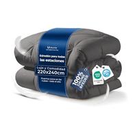 UNIKOME Edredón de Plumas y Plumón Cama 80/90, 100% Algodón, Relleno Nórdico Plumón para 4 Estaciones, Diseño con Pliegue Pinzado, Certificado Oeko-Tex (Gris Oscuro, 220x240cm)